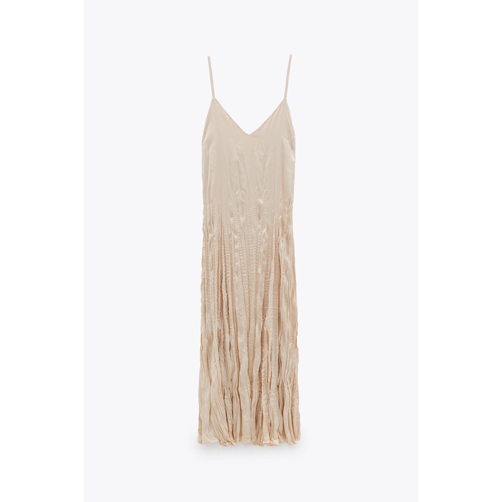 ZARA WRINKLE LOOK SATIN EFFECT DRESS - Picture 4 of 5